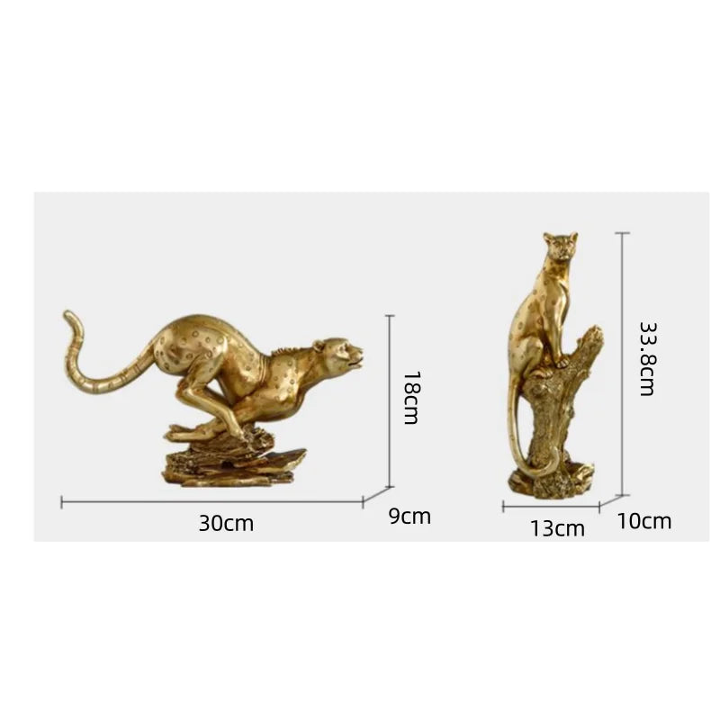 Decorbites™ Goldener Leopard-Harzskulptur - Handgefertigte Gepard-Dekoration