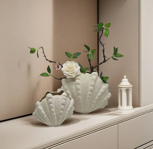 "DecorBites™ Keramik-Muschelschalen-Vase für Heimdekoration und Terrarium-Arrangements"