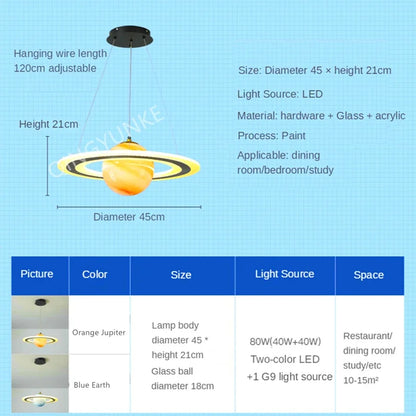 Decorbites™ Acryl-Planet-LED-Kronleuchter Erdenball-Dekoration Sternanhängerleuchte