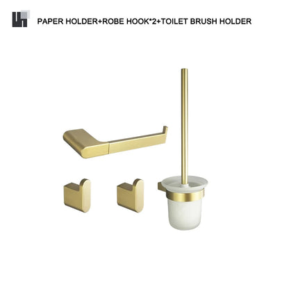 Decorbites™ Gold-Badaccessoires-Set: Handtuchstange, Toilettenpapierhalter, Handtuchhalter, Haken