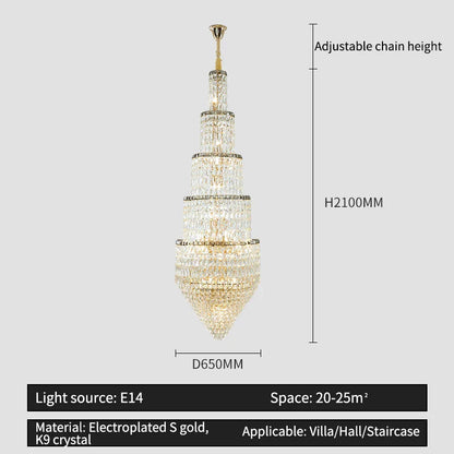 Decorbites™ Kristall-Hohlraum-Lang-Lüster: Elegante Beleuchtung für das Foyer einer Duplex-Villa