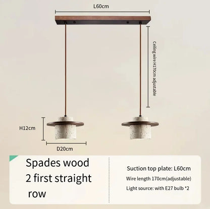 Modern Travertine Stone Pendant Light With Walnut Accent