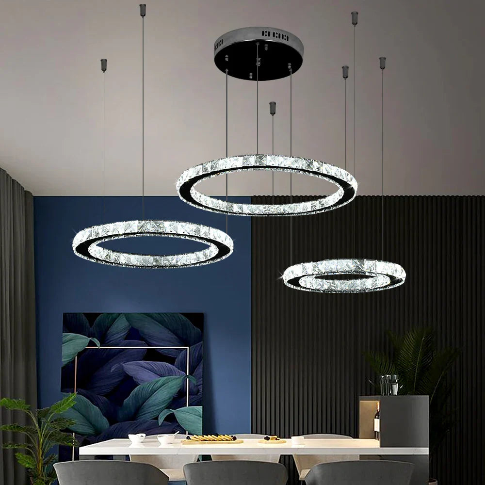 DecorBites™ Crystal LED Ring Chandelier for Luxe Living Spaces