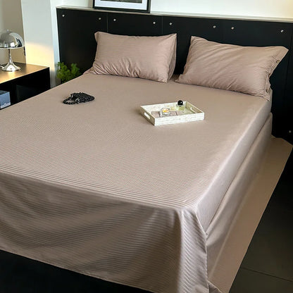DecorBites™ Luxe Cotton Satin Stripe Bed Sheet Set with 2 Pillowcase