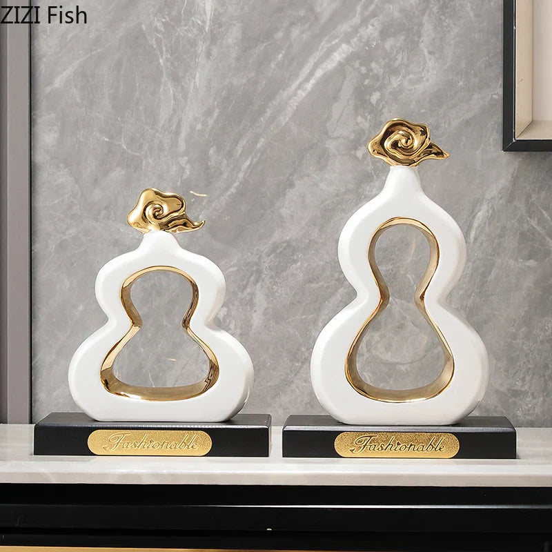 Decorbites™ Goldene Kürbis-Keramik-Skulptur Schreibtisch-Dekoration Porzellan-Handwerk Raumornamente
