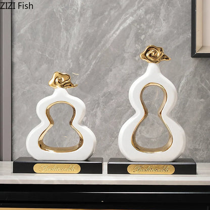 Decorbites™ Goldene Kürbis-Keramik-Skulptur Schreibtisch-Dekoration Porzellan-Handwerk Raumornamente
