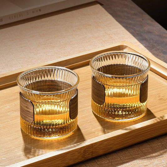Decorbites™ Japanische Walnuss-Teetassen-Set - Hochwertige Glas-Kaffeetassen & Blumenteetassen