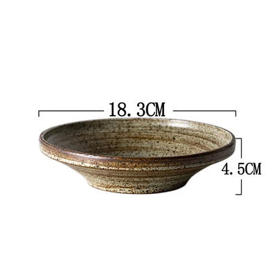 Decorbites™ Japanischer Stil Handgefertigtes Steinzeug-Essgeschirr-Set – Runde Teller und Schalen
