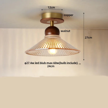 Decorbites™ Bernsteinglas-Holz-LED-Deckenleuchte für modernes Wohnzimmer.