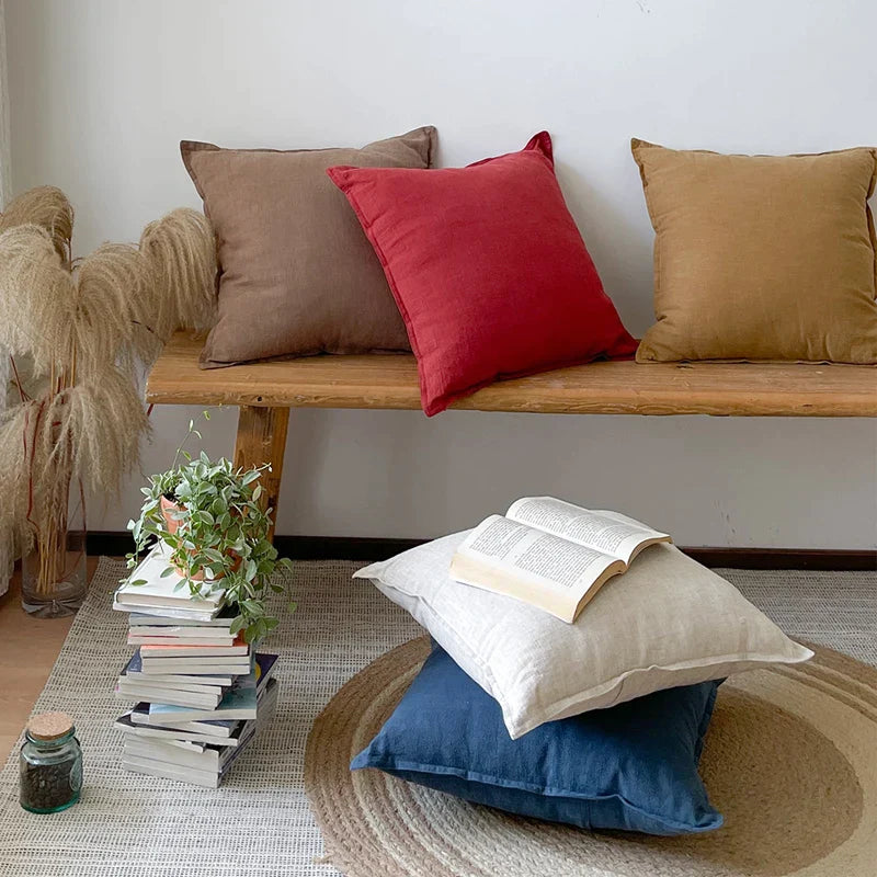 DecorBites™ Linen Fringed Pillow Cover for Home Bed Sofa Decoration