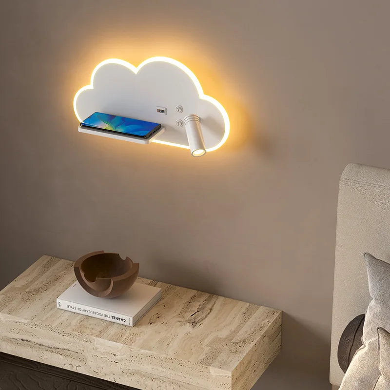 Decorbites™ LED-Bettlampe mit kabelloser Telefonladefunktion und USB, Multifunktions-Wandleuchte