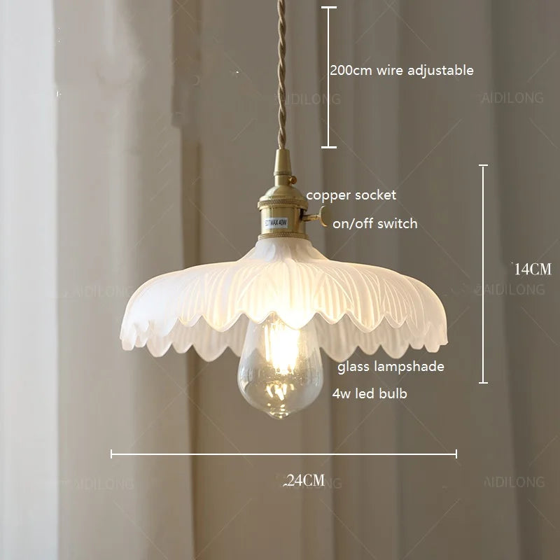 Decorbites™ Grüne Glas-LED-Hängeleuchte mit Kupfer-Holzgriff für modernes nordisches Heimdekoration