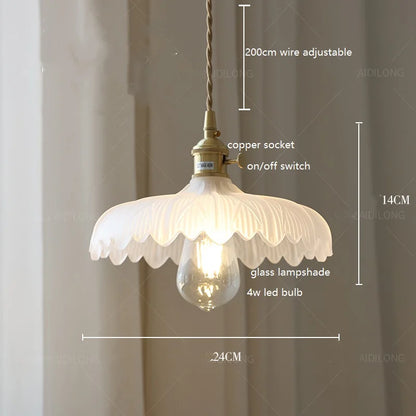 Decorbites™ Grüne Glas-LED-Hängeleuchte mit Kupfer-Holzgriff für modernes nordisches Heimdekoration