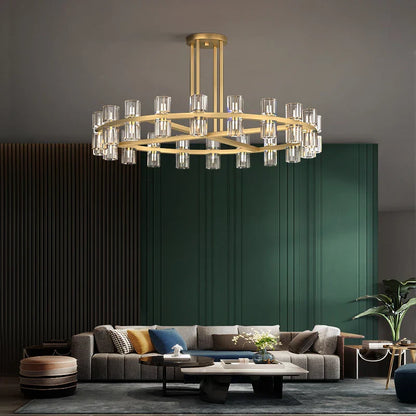 DecorBites™ Crystal Black Gold Luxury LED Hanging Pendant Light for Living Room