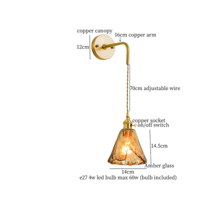 Decorbites™ Japanische Bernstein-Glas-LED-Wandleuchte Kupfer Vintage-Design