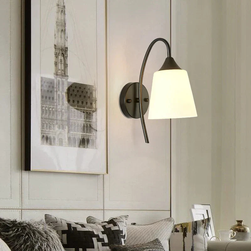 Gold Glass Wall Sconce European Style Bedroom
