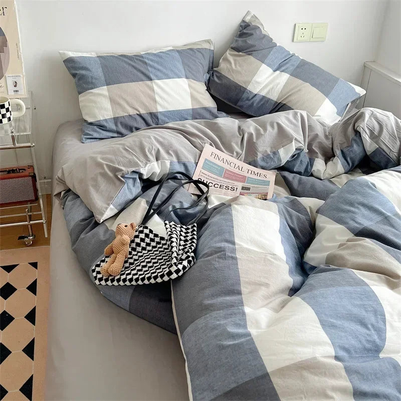 Decorbites™ Japanischer Stil Baumwollbedrucktes 4-teiliges Bettwäsche-Set mit beidseitigem Design