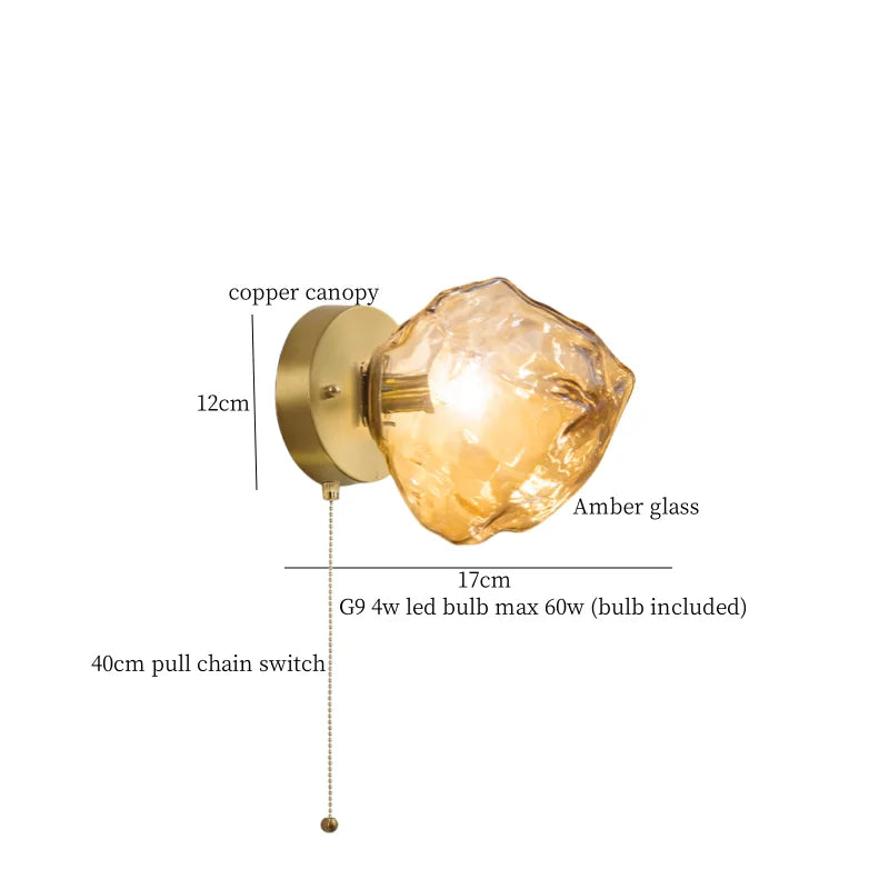 Brass Ice Glass Wall Sconce