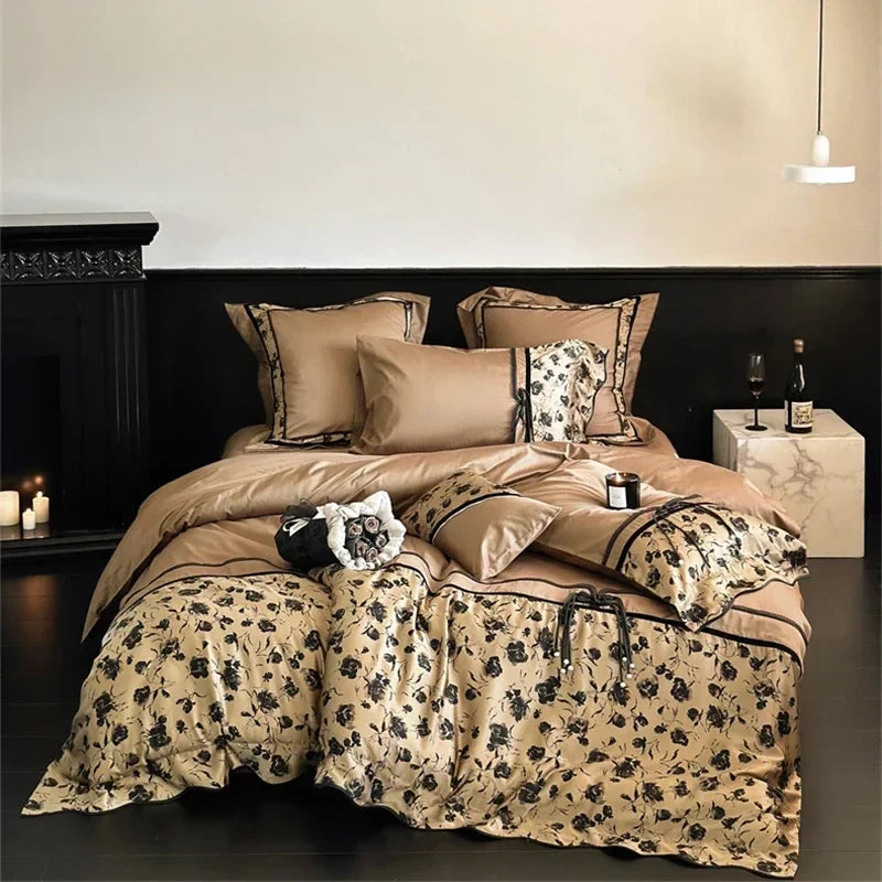 Decorbites™ Baumwoll-Patchwork-Bettwäsche-Set King Queen Ru Volle Größe Laken Daunenbezug Kissenbezug Bettwäsche