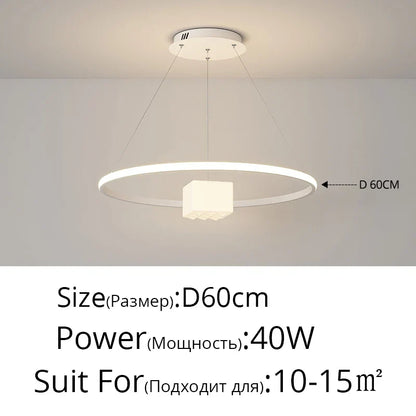 DecorBites™ LED Chandelier: Modern Living Room Kitchen Hanging Light, White Indoor Lighting Fixture