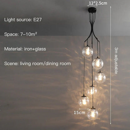 Decorbites™ Glas-Kugel-LED-Kronleuchter, moderner minimalistischer Loft-Villa-Treppenhaus-Dekor