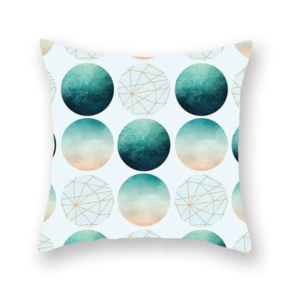 DecorBites™ Geometric Leaf Flower Pillowcase Teal Blue Sofa Car Home Decor Throw Cover