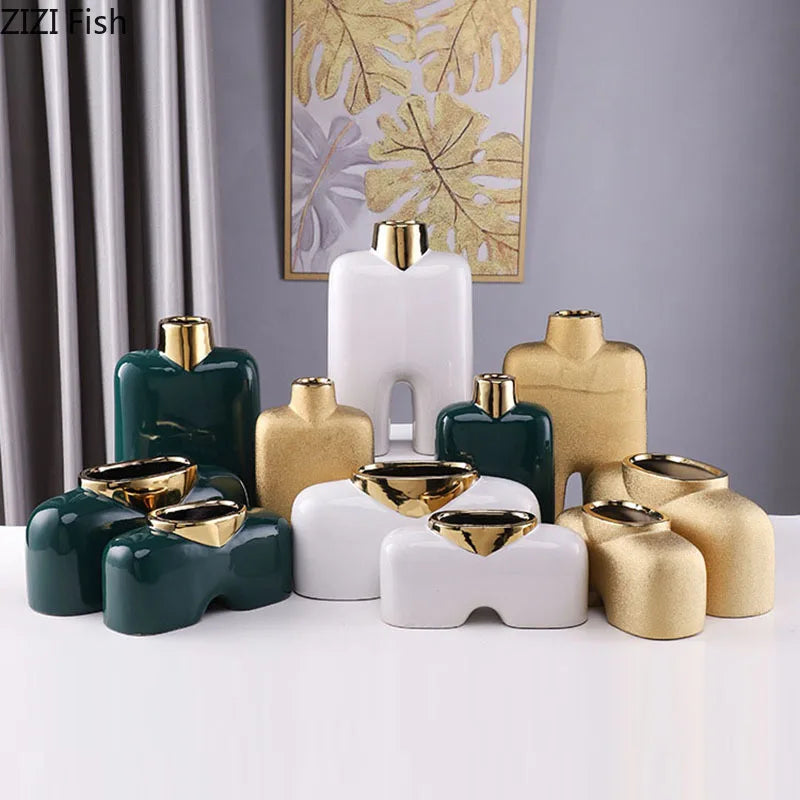 Gold Ceramic Desk Vase
