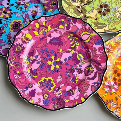 DecorBites™ Jungle Flower Bone China Dining Plates Set - Kitchen Tableware Dinnerware