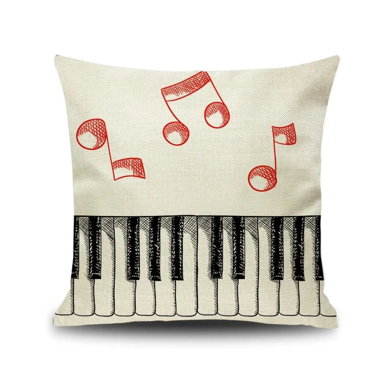 Decorbites™ Notenbrief Piano-Grafik-Druck Leinen-Kissenbezug 45x45cm Wohnzimmer-Dekoration