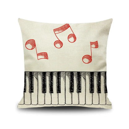 Decorbites™ Notenbrief Piano-Grafik-Druck Leinen-Kissenbezug 45x45cm Wohnzimmer-Dekoration