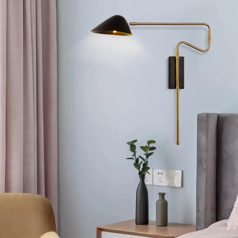 DecorBites™ Gold Rotatable LED Wall Lamp | Modern Nordic Rocker Arm Sconce