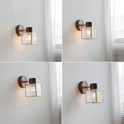 Decorbites™ Klare Glas LED Wandlampe Walnuss-Holz Schlafzimmer Wohnzimmer Modernes Armatur
