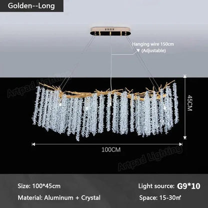 Decorbites™ Gold-Kristall-Kronleuchter: Moderner Luxus-Hängender Ast, für Esszimmer Küche Wohnzimmer Schlafzimmer