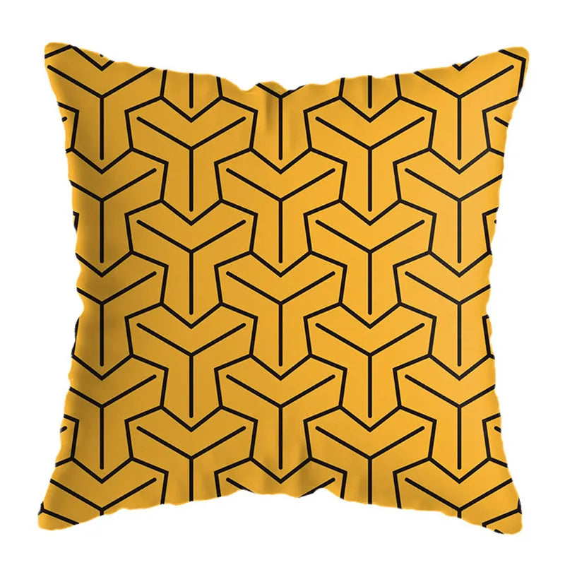 Decorbites™ Geometrisches Hirsch-Print Kissenbezug 45x45 cm - Gelb Hausteppich-Dekoration