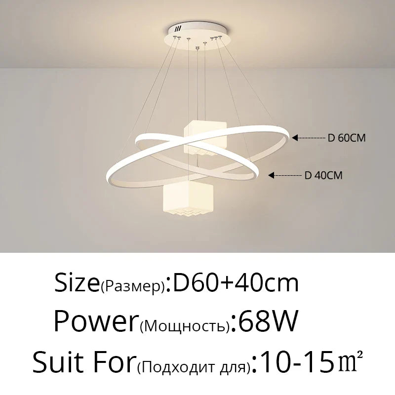Decorbites™ LED-Kronleuchter: Moderne weiße Hängelampe für Wohnzimmer und Küche, Innenraum-Dekorleuchten
