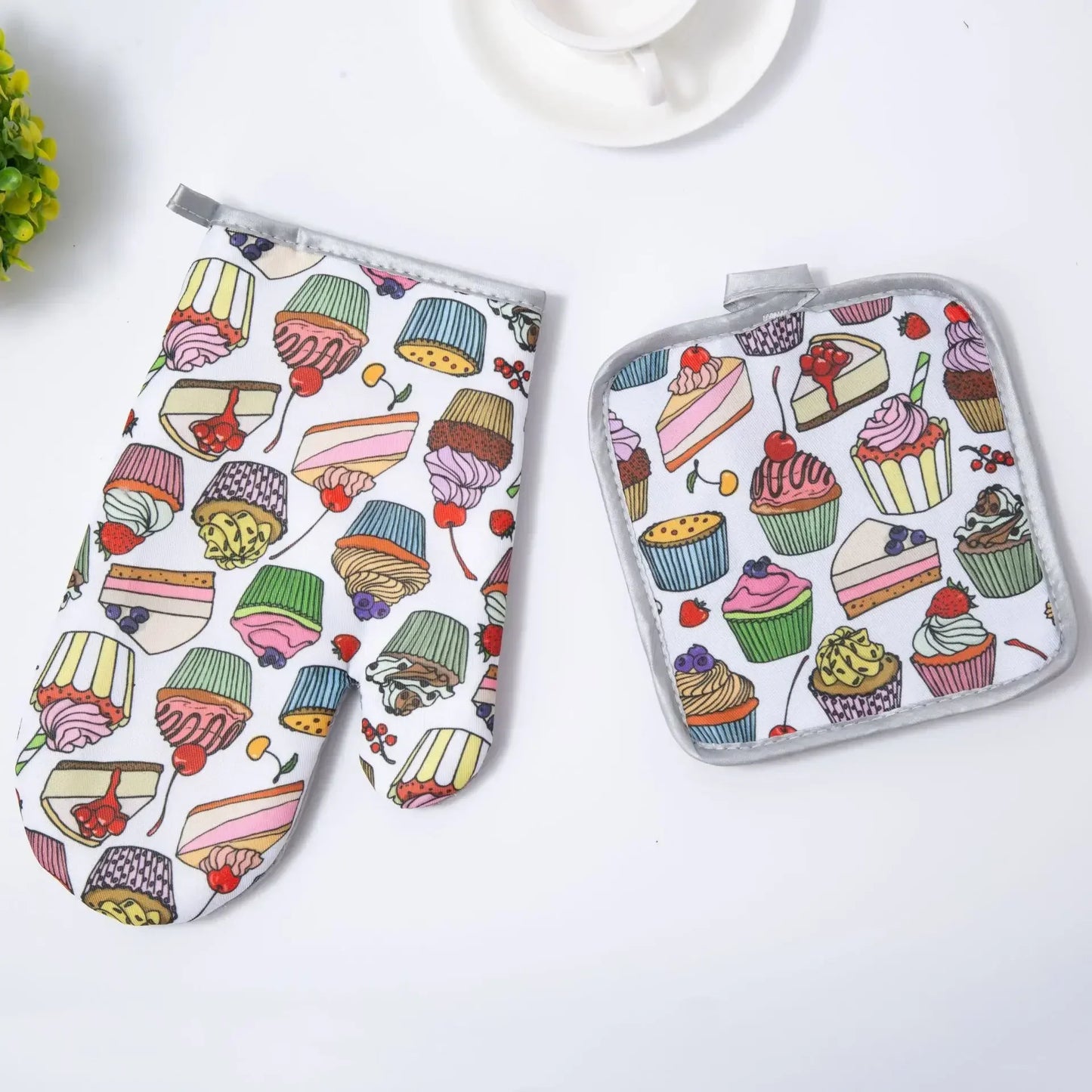 Decorbites™ Baumwoll-Küchen-Back-Mikrowellen-Handschuhe für hitzebeständige Back-Ofensicherheit