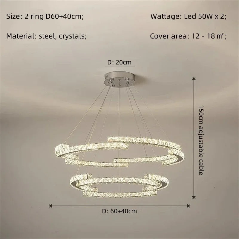 Decorbites™ Kristall-LED-Kronleuchter Anhängerleuchte Moderne Luxus-Eingangshalle Deckenlampe