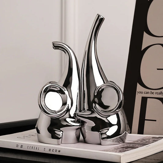 Decorbites™ Elefanten-Skulptur: Keramisches nordisches Dekor für Regale im Zuhause & Büro