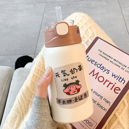 Decorbites™ Süßer Strohhaltiger Thermobecher für Mädchen - Hochwertiger tragbarer Wasserbecher für Kinder