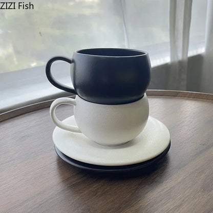 Decorbites™ Frostiertes 250ml Keramik-Tasse- und Untertassenservice für Kaffee, Tee, Saft