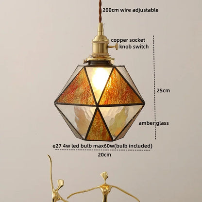 DecorBites™ Glass Copper LED Pendant Lamp for Dining Room, Nordic Modern Hanging Light Fixtures