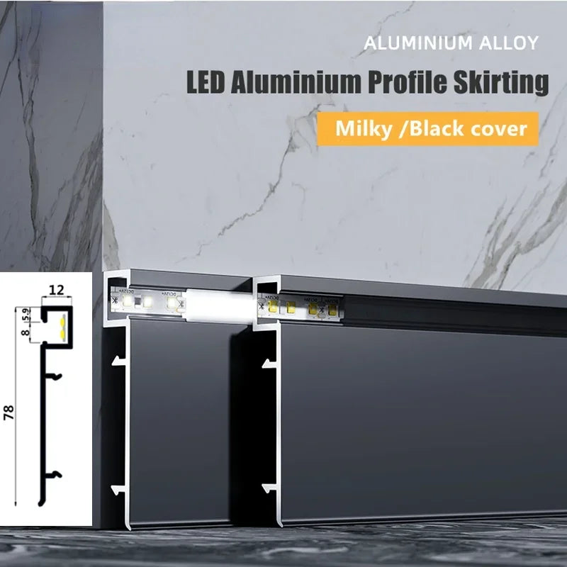 Decorbites™ LED Aluminium-Profil Sockelleiste 1M/2M Lineares Leuchtensystem für Oberflächenmontage an Sockelleisten