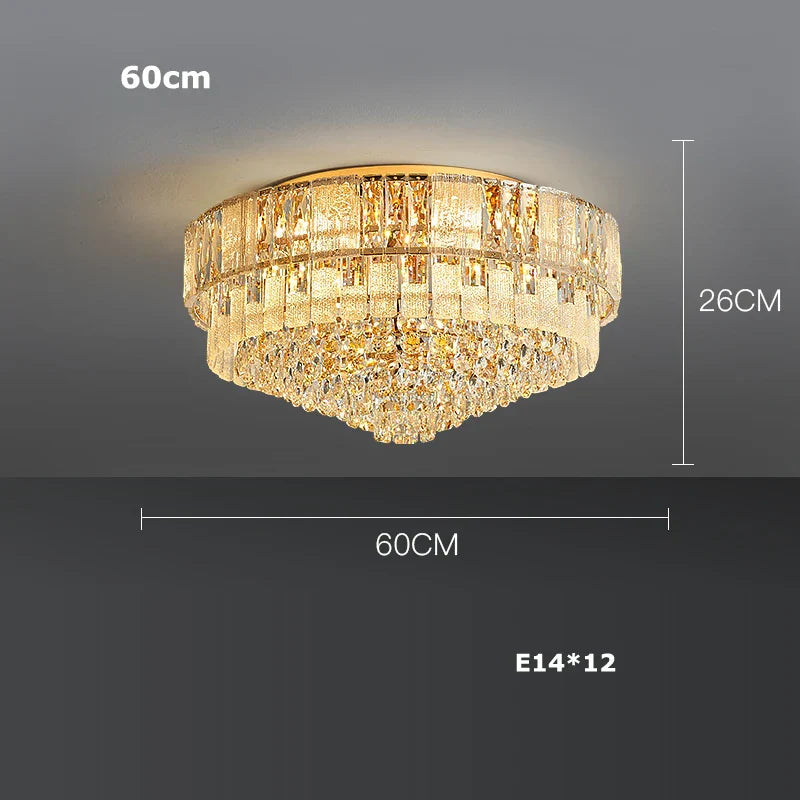 Gold Crystal Living Chandelier K9 150cm Gold Hardware