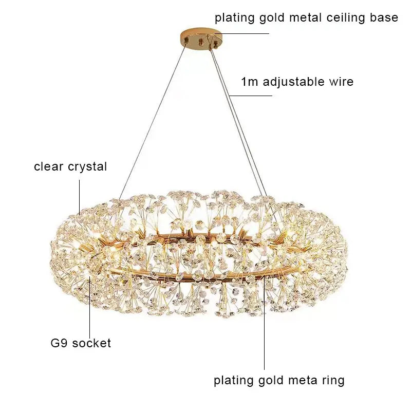 DecorBites™ Crystal LED Ceiling Pendant Chandelier for Home Decoration and Lighting