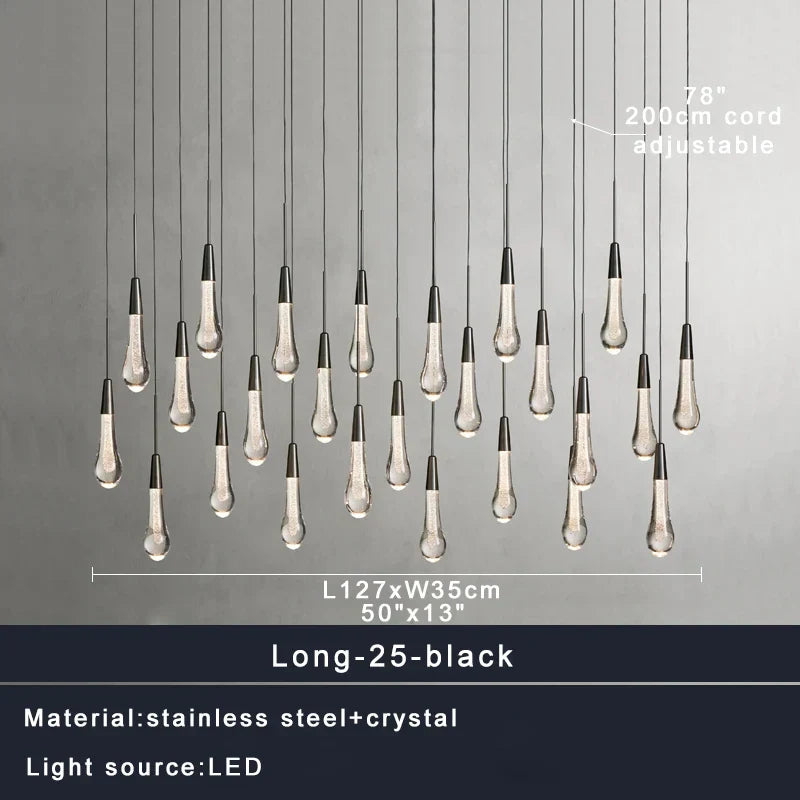 DecorBites™ Crystal Water-drop Chandelier Light Fixture - Luxury Stairwell Decor