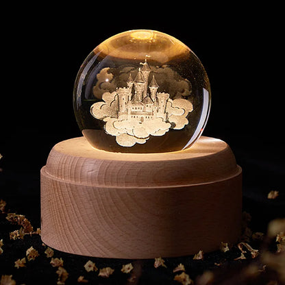 DecorBites™ Crystal Ball Music Box: Rotating Light Projection, Birthday & Valentine's Day Gift