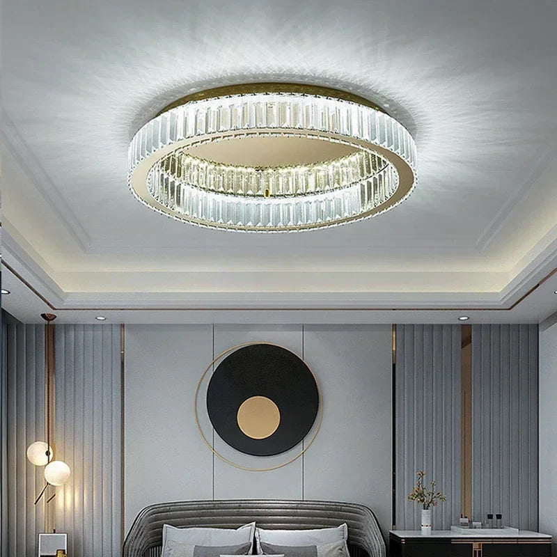 Gold Crystal Ring Ceiling Light