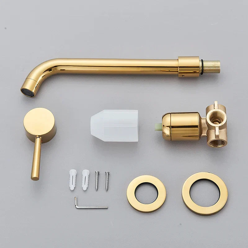 DecorBites™ Gold Basin Faucet: Single Handle, Hot & Cold Water, Matte Black Finish
