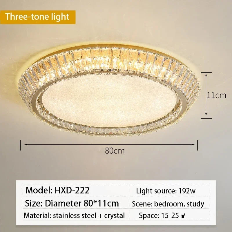 Gold Crystal LED Ceiling Light Dia80cm 192W