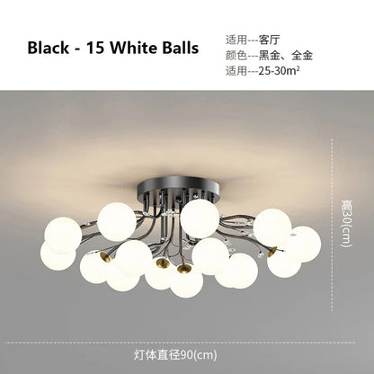 Decorbites™ Glas-Blase-Kugel-LED-Deckenleuchte in Schwarz-Gold-Kristall für Schlafzimmer & Wohnzimmer